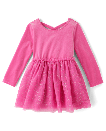 Baby And Toddler Girls Cross Back Glitter Velour Tutu Dress