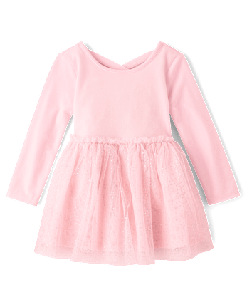 Baby And Toddler Girls Cross Back Glitter Velour Tutu Dress