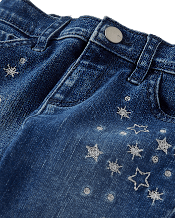 Toddler Girls Embroidered Star Flare Jeans