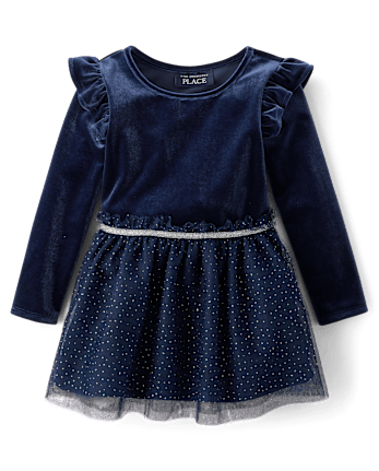 Baby And Toddler Girls Velour Glitter Star Tutu Dress