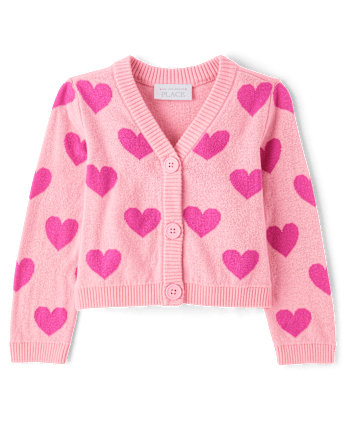 Toddler Girls Intarsia Heart Cardigan