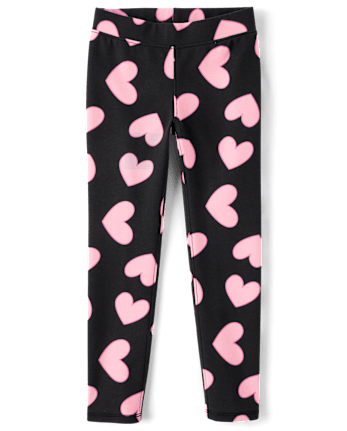 Girls Heart Print Ponte Knit Jeggings BLACK The Children s Place