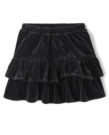 Girls Tiered Velour Skirt BLACK The Children s Place