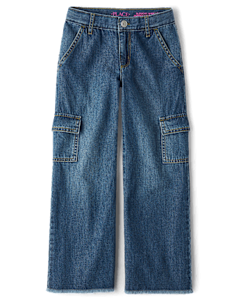 Girls Cargo Wide Leg Jeans