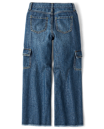 Girls Cargo Wide Leg Jeans