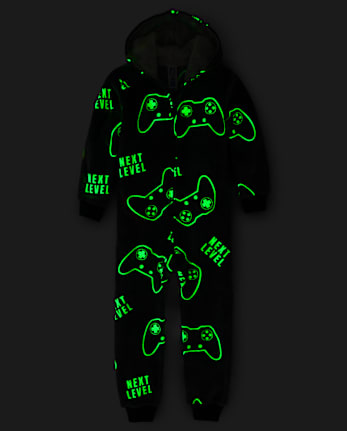 Boys Glow Gamer Sherpa One Piece Pajamas