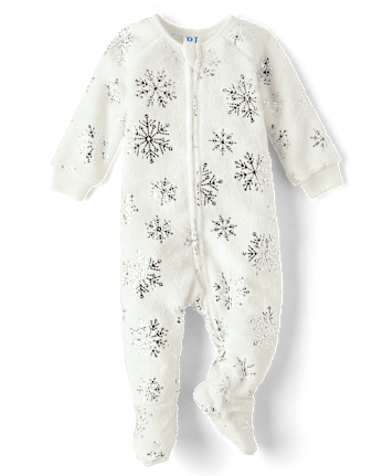 bébé et tout-petit, fille métallisé Snowflake molleton Footed One Piece Pyjama