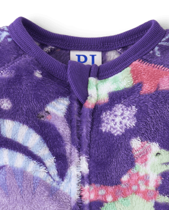 Baby And Toddler Girls Dino Footed One Piece Pajamas - Cozy Fleece