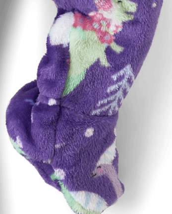 Baby And Toddler Girls Dino Footed One Piece Pajamas - Cozy Fleece