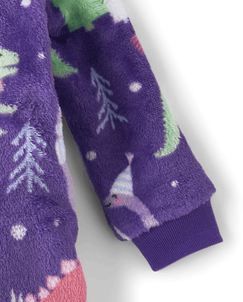 Baby And Toddler Girls Dino Footed One Piece Pajamas - Cozy Fleece