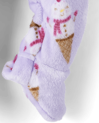 Pyjama une pièce en polaire à motif bonhomme de neige et glace pour bébés et petites filles