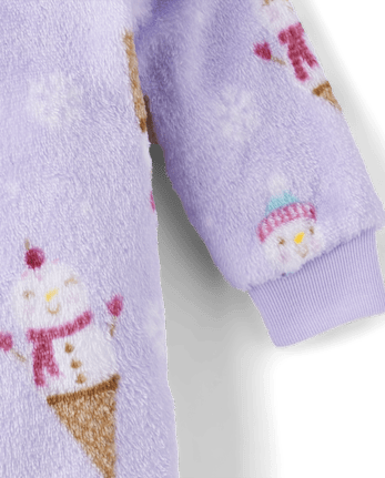 Pyjama une pièce en polaire à motif bonhomme de neige et glace pour bébés et petites filles