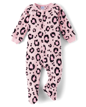 Pyjama une pièce en polaire léopard pour bébé et petite fille