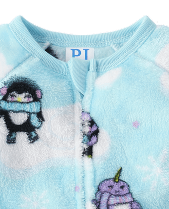 Baby And Toddler Girls Winter Animals Footed One Piece Pajamas - Cozy Fleece