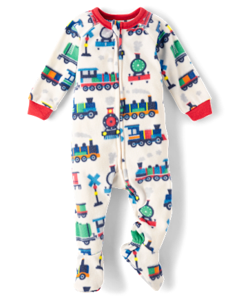Baby And Toddler Boys Train Microfleece Footed One Piece Pajamas