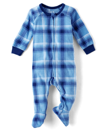 Baby And Toddler Boys Plaid Microfleece Footed One Piece Pajamas