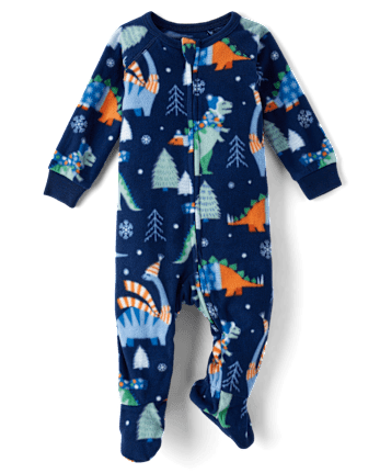 Baby And Toddler Boys Dino Microfleece Footed One Piece Pajamas
