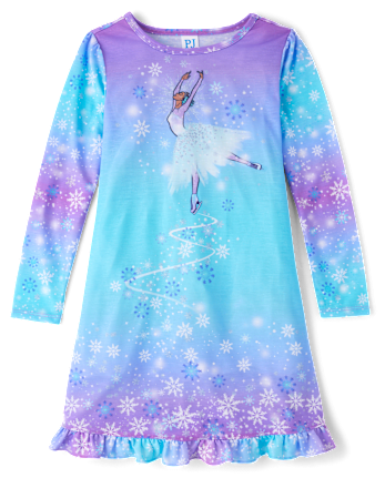 Girls Snow Princess Ruffle Nightgown