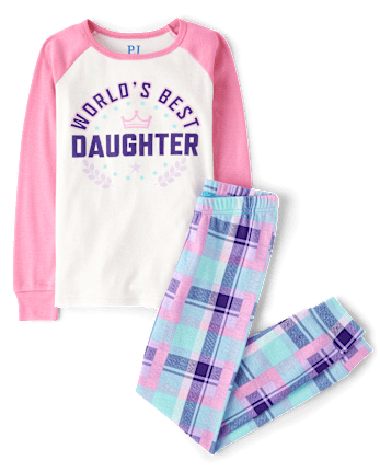 Girls World's Best Daughter Snug Fit Cotton Pajamas