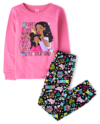 Girls Positive Words Snug Fit Cotton Pajamas