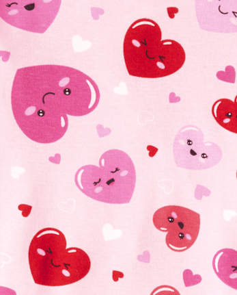 Girls Heart Snug Fit Cotton Pajamas