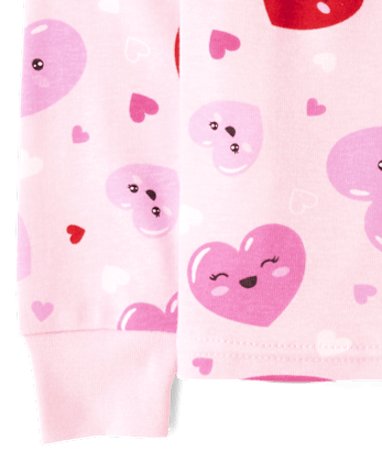 Girls Heart Snug Fit Cotton Pajamas