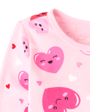 Girls Heart Snug Fit Cotton Pajamas