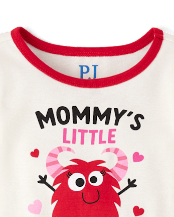 Pyjama en coton ajusté « Monstres de maman » pour bébés et petites filles