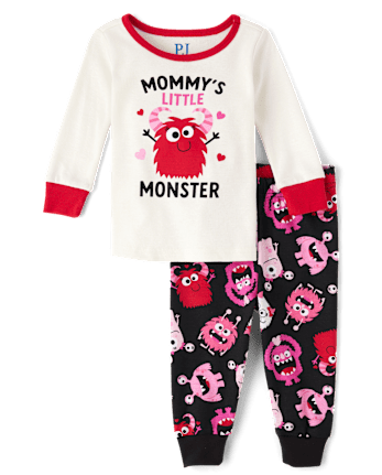 Baby And Toddler Girls Mommy's Monster Snug Fit Cotton Pajamas