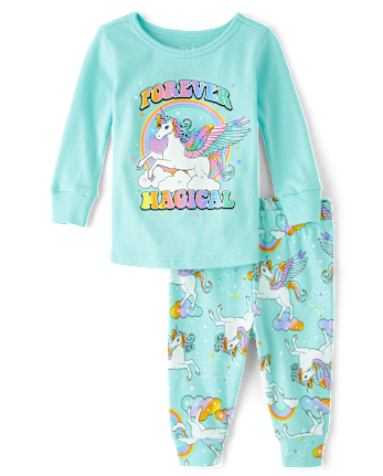 Baby And Toddler Girls Unicorn Snug Fit Cotton Pajamas