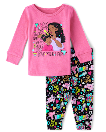 Pyjama en coton ajusté pour bébé et petite fille Love Your Hair
