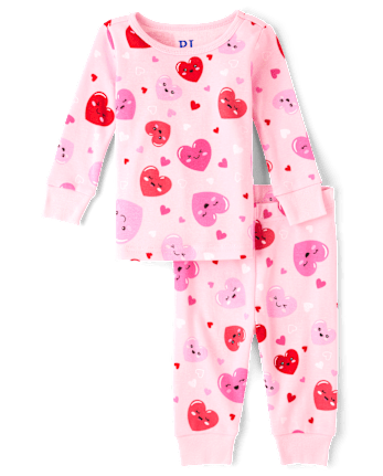 Baby And Toddler Girls Heart Snug Fit Cotton Pajamas