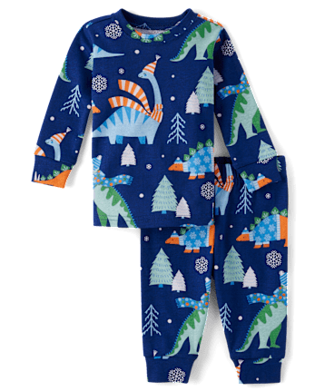 Pyjama d'hiver ajusté en coton pour bébé et tout-petit garçon motif dinosaure