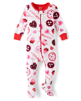 Baby And Toddler Girls Candy Snug Fit Cotton Footed One Piece Pajamas