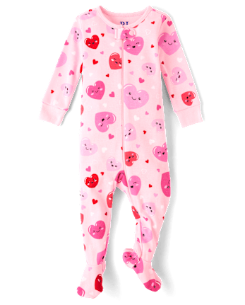 Pyjama une pièce ajusté en coton avec pieds pour bébé et petite fille