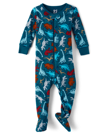 Baby And Toddler Boys Dino Snug Fit Cotton Footed One Piece Pajamas