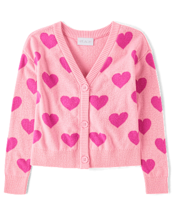 Girls Intarsia Heart Cardigan