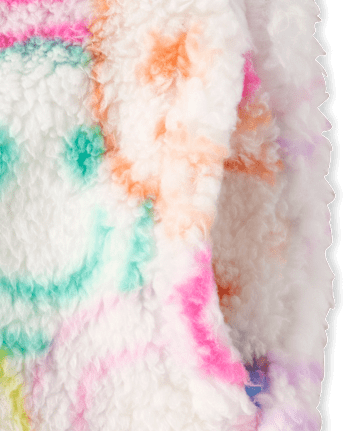 Girls Print Sherpa Zip Up Jacket