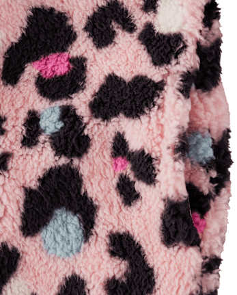 Girls Print Sherpa Zip Up Jacket