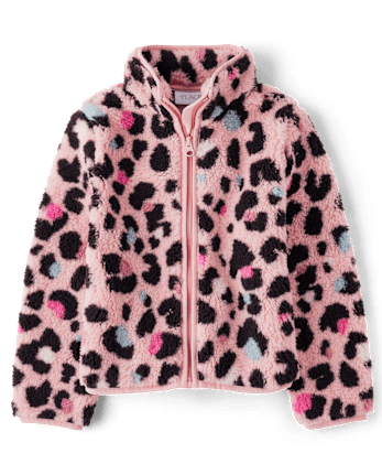 Pink fuzzy zip up jacket clearance