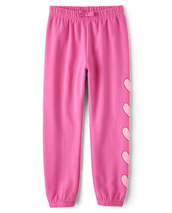Girls Heart Fleece Jogger Pants