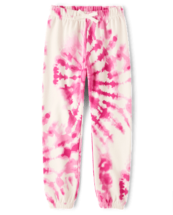 Girls Tie Dye Fleece Jogger Pants