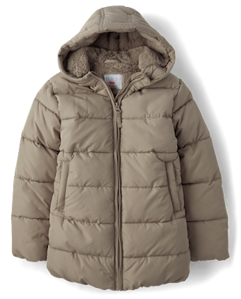 Girls Quilted Midi Puffer Jacket