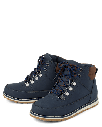 Boys Contrast Cuff Lace Up Boots
