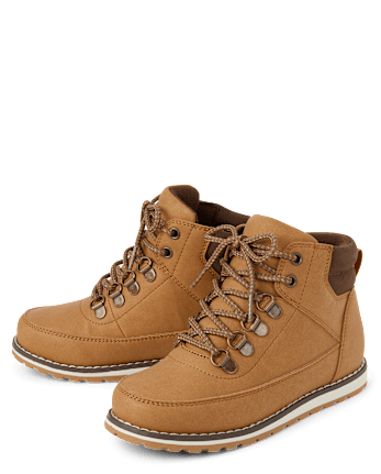 Boys Contrast Cuff Lace Up Boots
