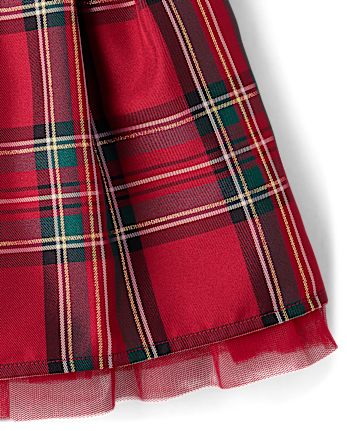 Girls Matching Family Plaid Velour Fit And Flare Dress