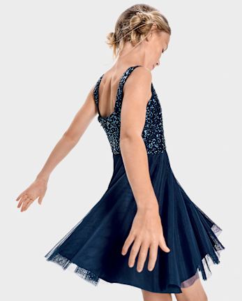 Mesh fit and flare dress clearance