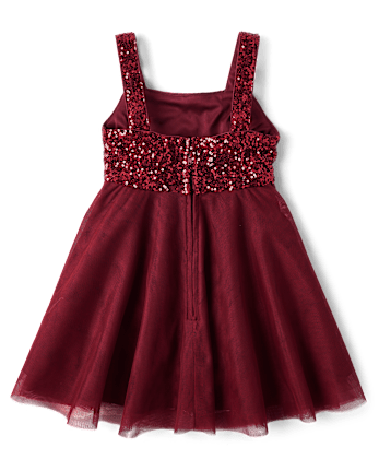 Girls Sequin Mesh Fit & Flare Dress