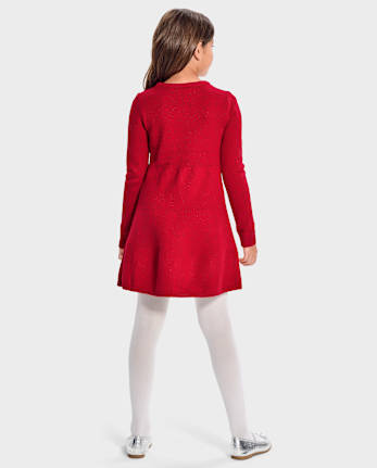 Fille Strass tricot câblé Robe chandail