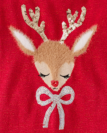 Fille Paillettes Renne Robe pull